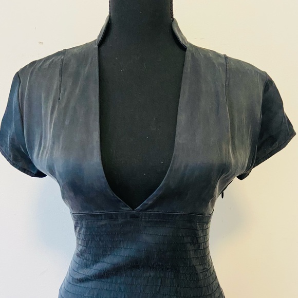 Wayne Cooper Size 2 / AU 10 Silk Dress Deep V Neck Split On Side Party Cocktail - Picture 2 of 8